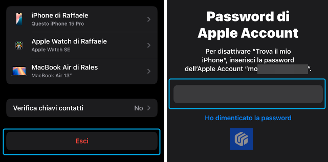 non riesco ad uscire dall’ID Apple