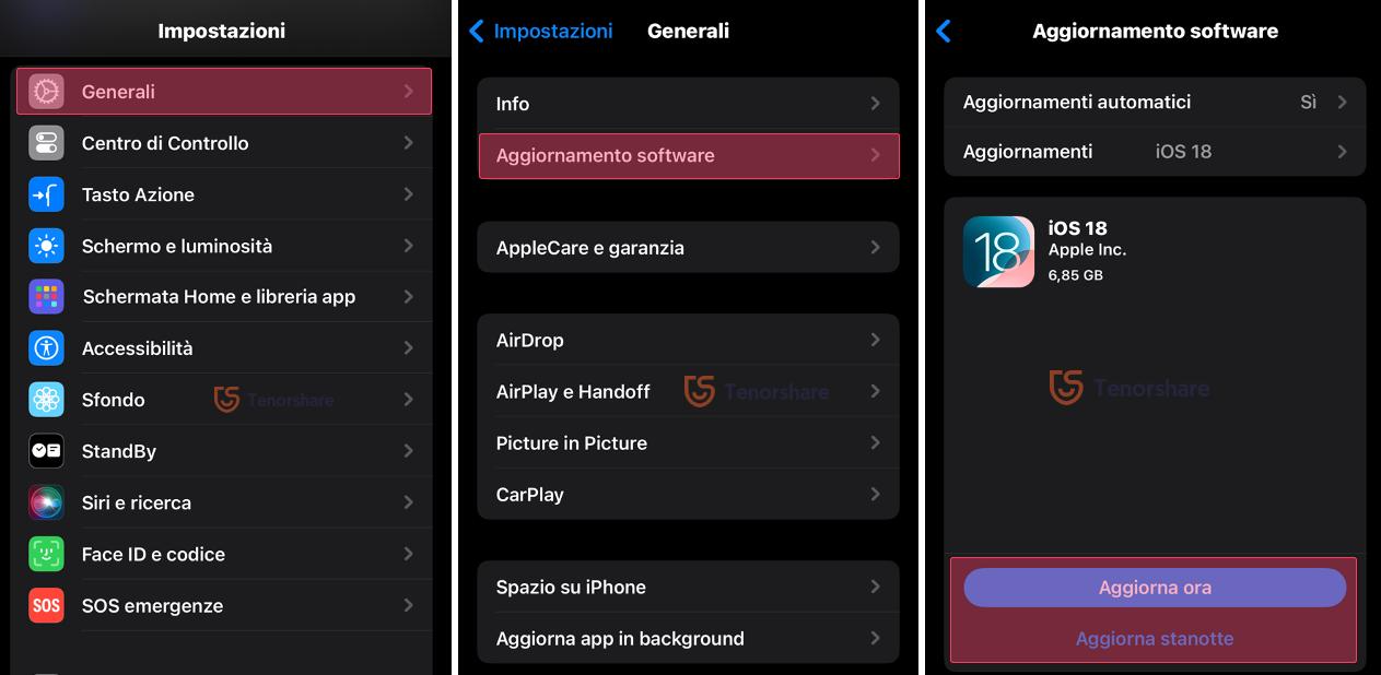 aggiorna a iOS 18