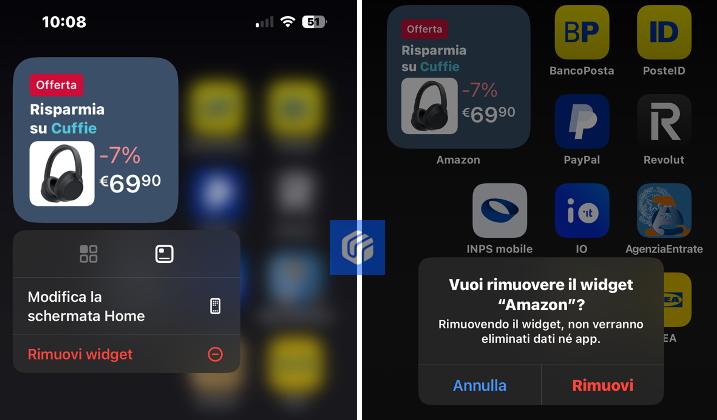 come rimuovere un Widget