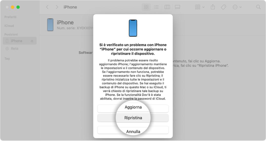 Ripristina iPhone da iTunes con perdita di dati