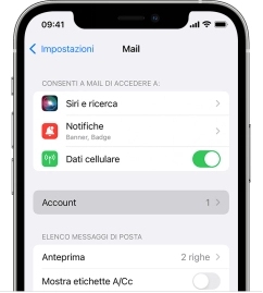 aggiungi mail account