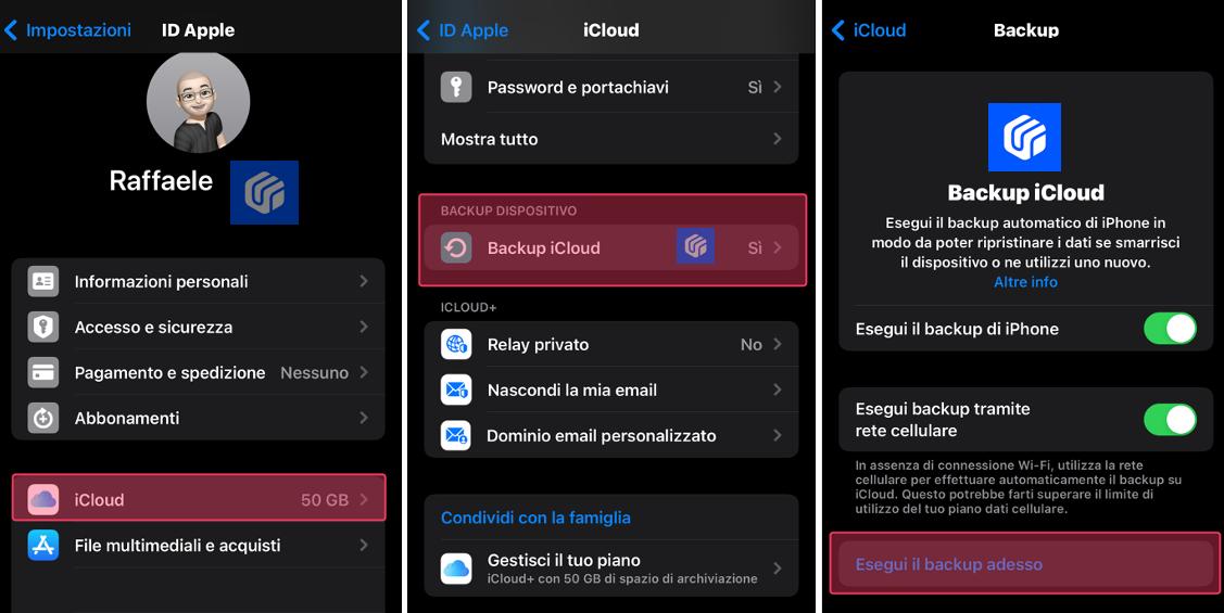 fare il backup iPhone su iCloud