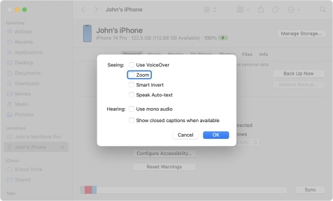 deseleziona la casella di controllo Zoom