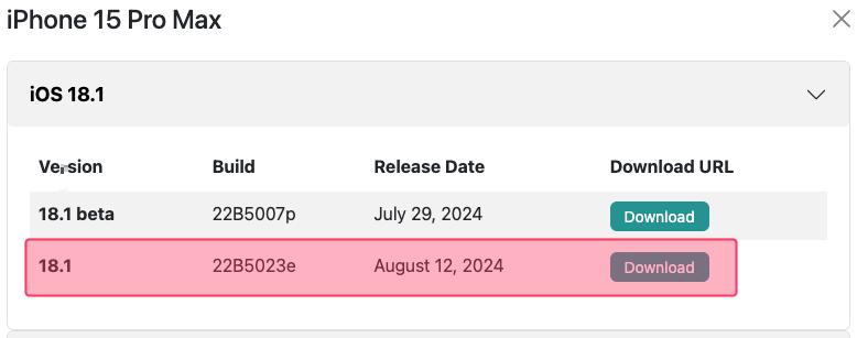 Scarica il file IPSW di iOS 18