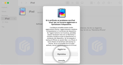 Ripristina l’iPad bloccato tramite iTunes