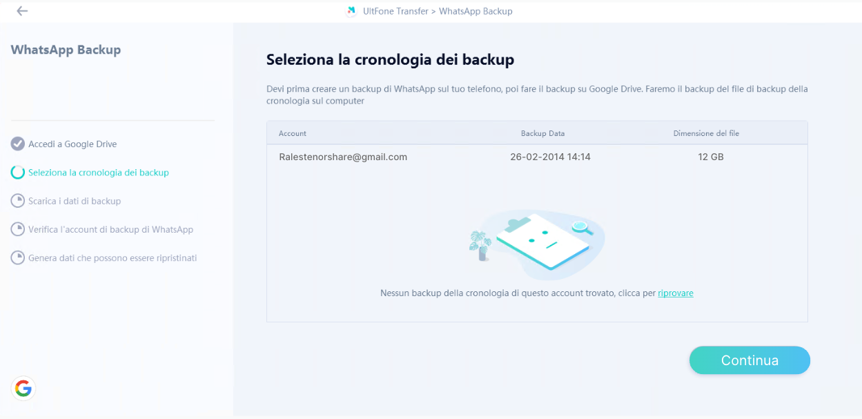 spostare il backup di WhatsApp da Google Drive a iCloud