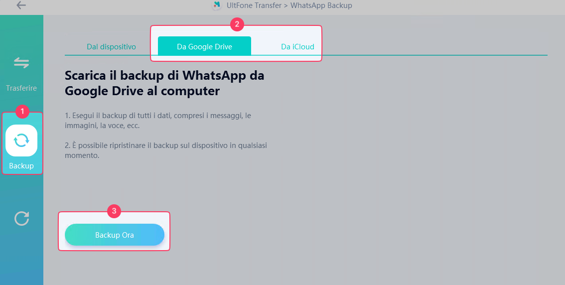 spostare il backup di WhatsApp da Google Drive a iCloud