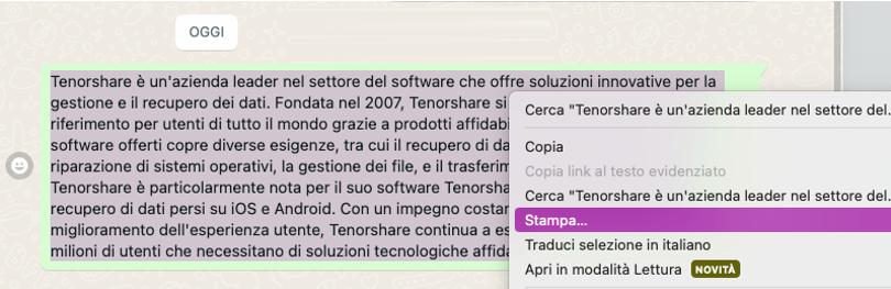 stampare le chat di WhatsApp da Android