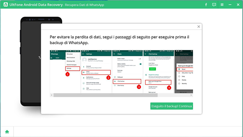 backup di whatsapp su Android