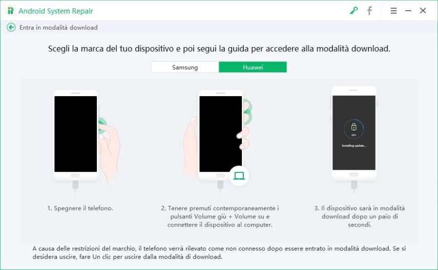 entrare in modalità download su huawei