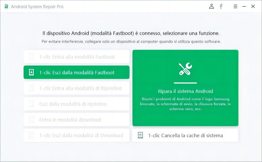 un clic per uscire dalla modalità fastboot di Android