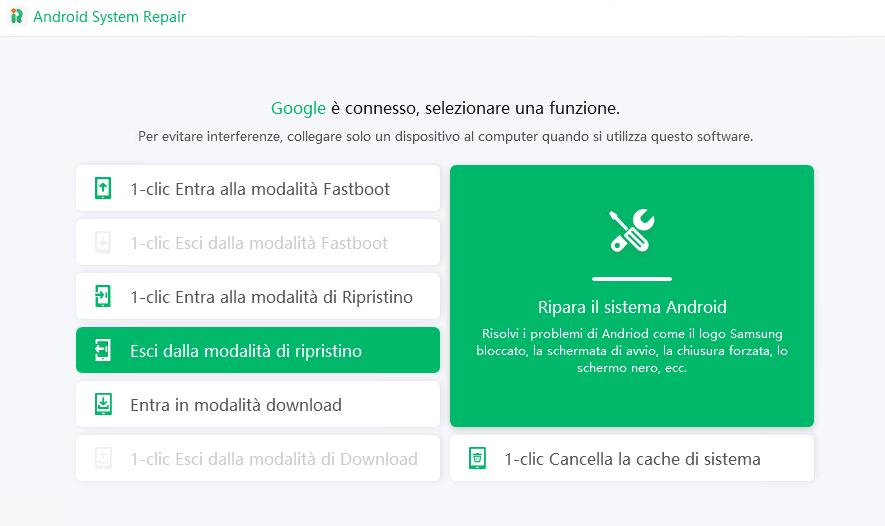 uscire dalla modalità di ripristino con Android System Repair