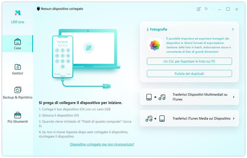 apri lo sblocco di attivazione icloud e collega il dispositivo