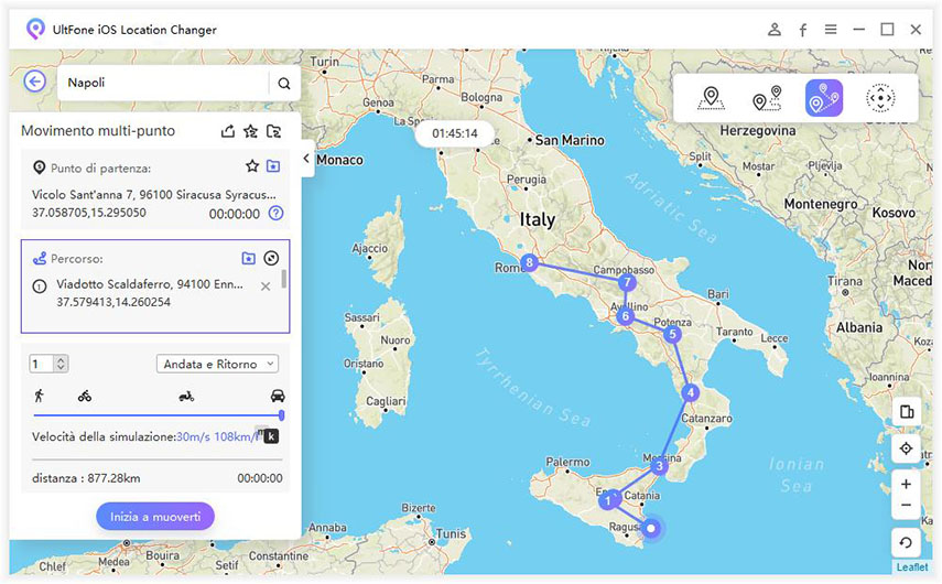 impostare posizioni diverse sulla mappa