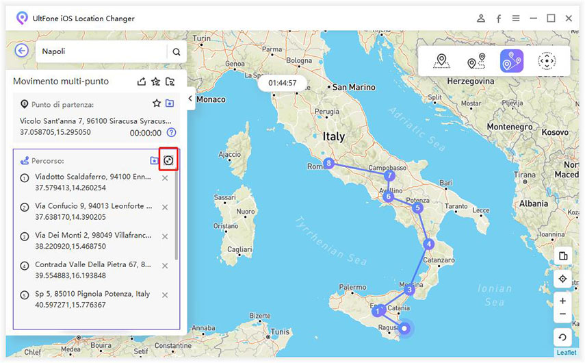 espandere e comprimere il percorso su ultfone ios location changer