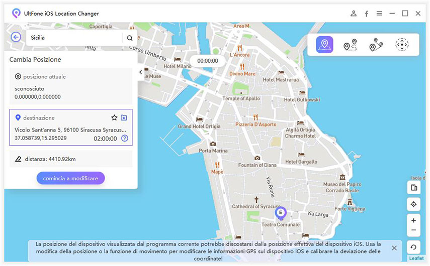 seleziona un indirizzo virtuale per iniziare a cambiare il gps su iphone