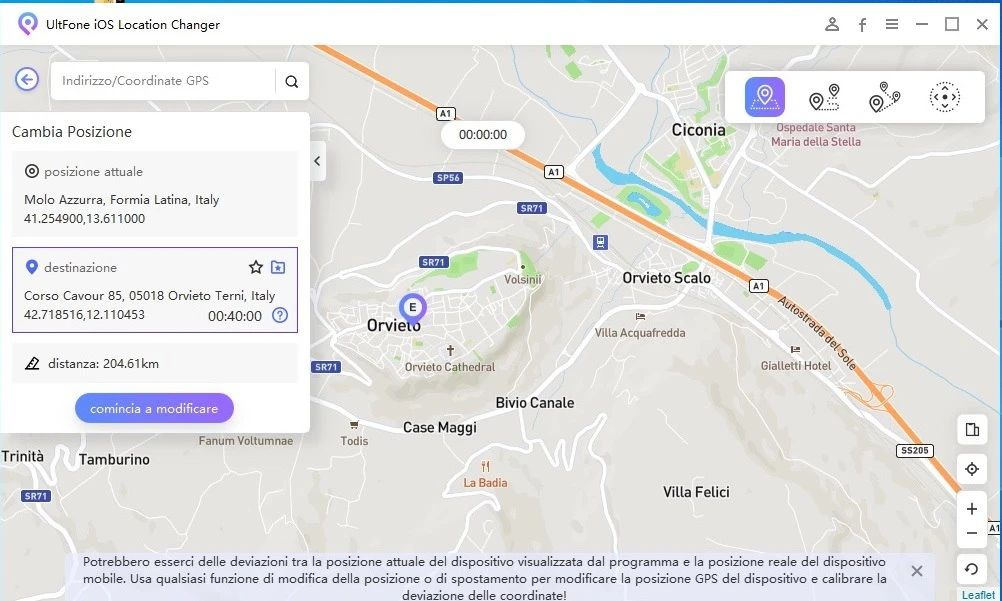 falsificare posizione su iPhone con UltFone location changer - 04