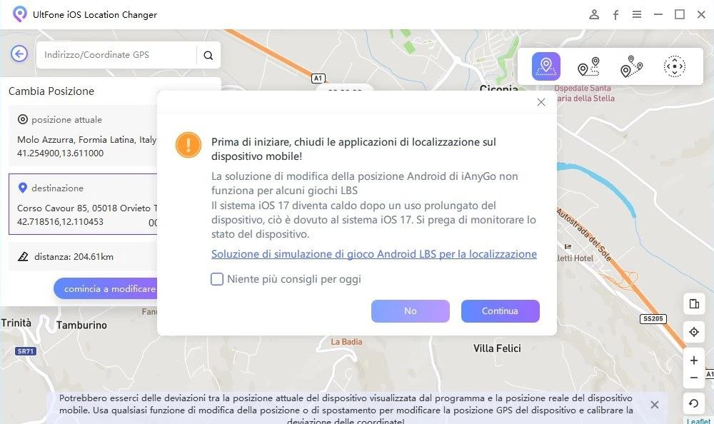 Falsificare la posizione su Life 360 con UltFone iOS Location Changer - 05